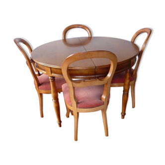 Table and chairs Louis-Philippe style cherrywood
