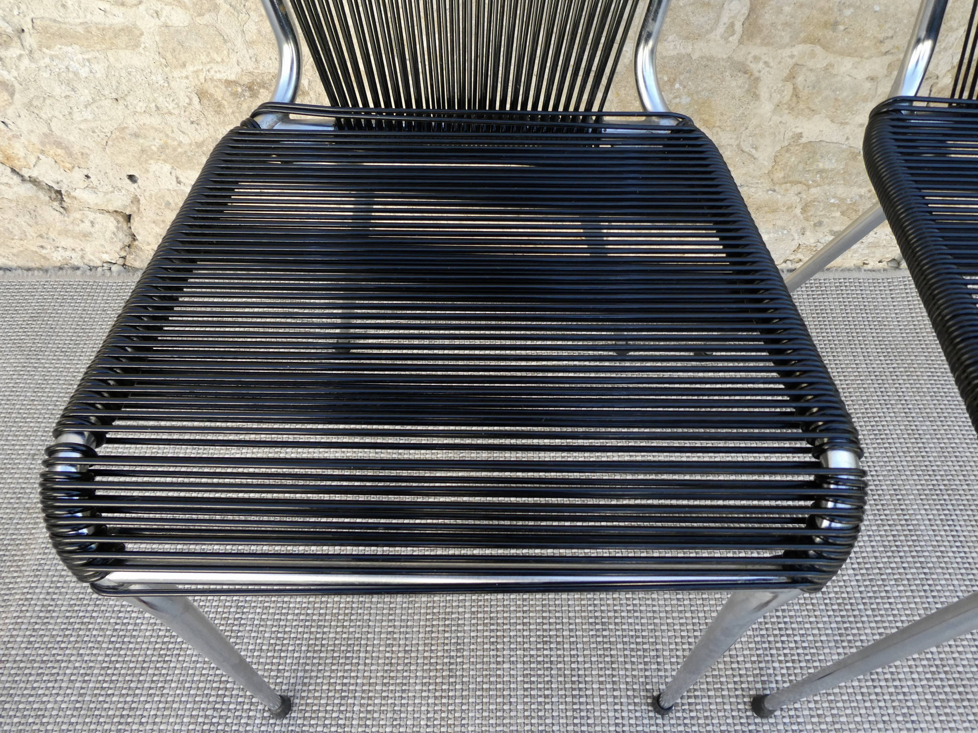 Ensemble de 4 chaises scoubidou des années 60