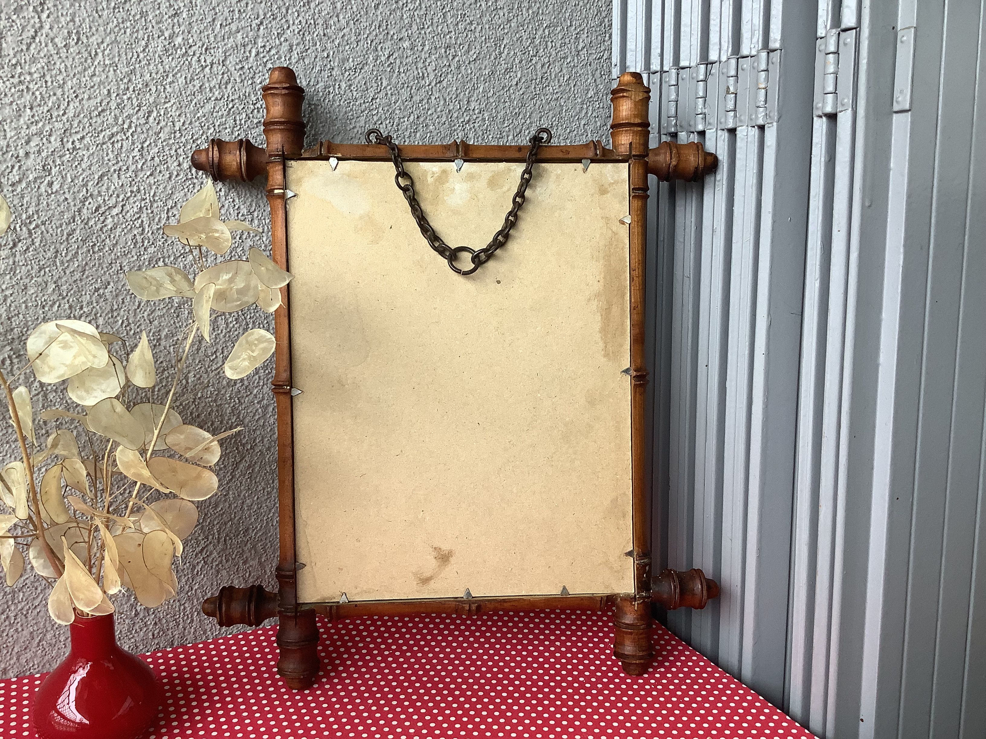 Wooden barber mirror turned art deco bamboo style