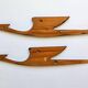 Pair of rare mid-century wooden wall sculptures representing birds and herons, Denmark, 1960s.