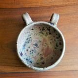 Rustic sandstone bowl with two handles
