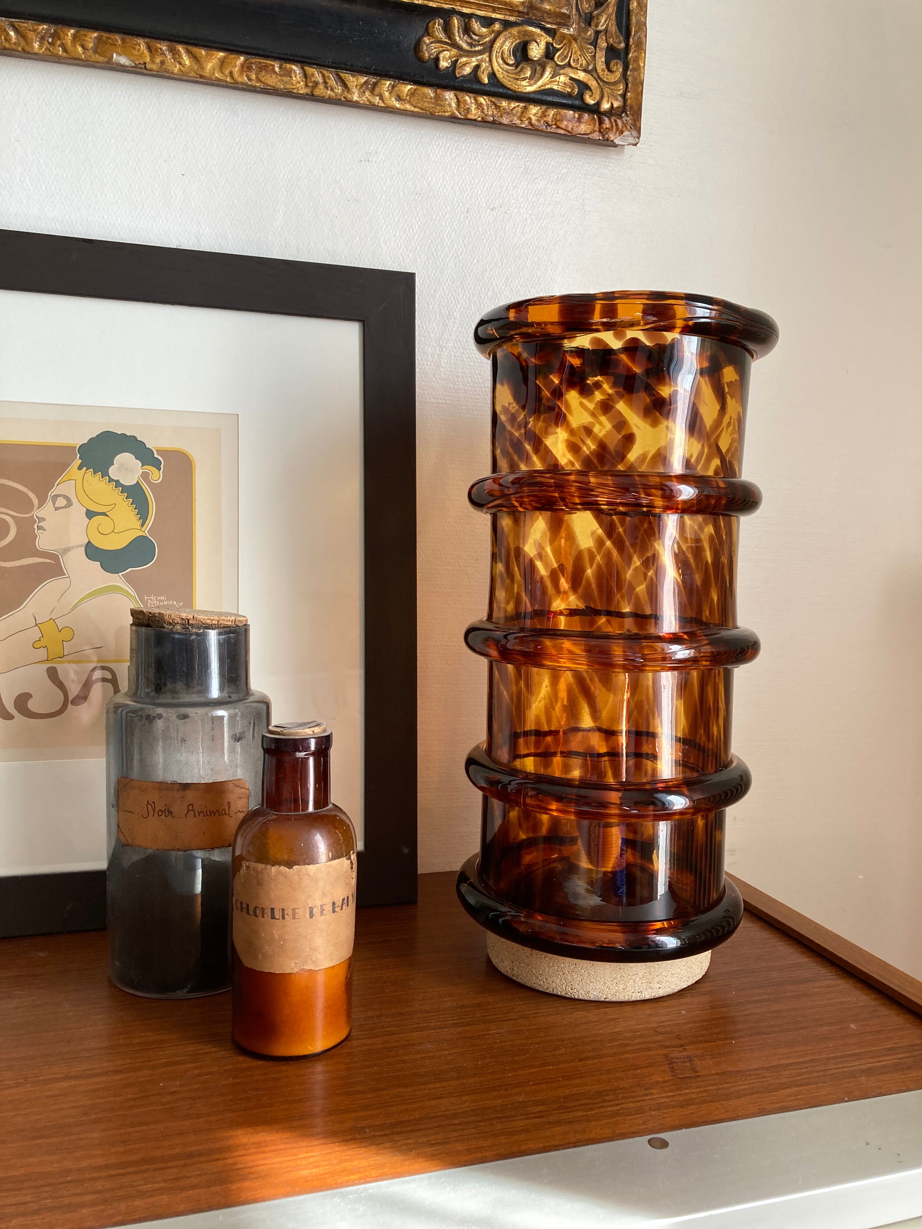 Vintage blown glass lamp "tortoiseshells"