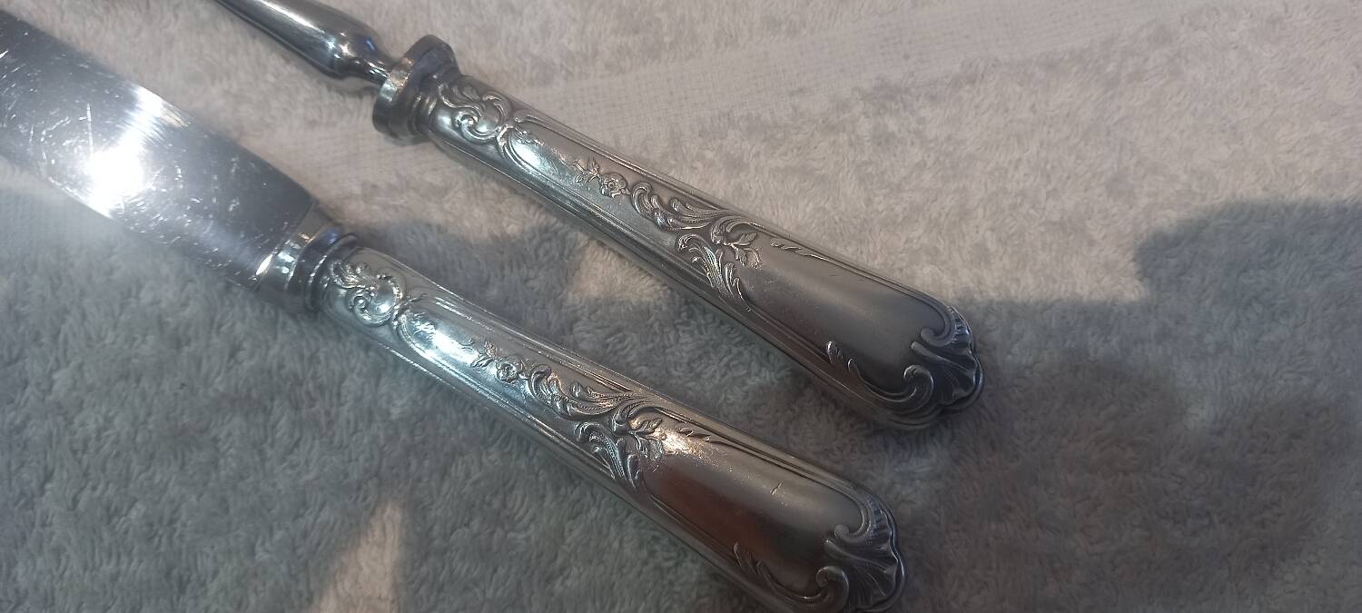 2-piece carving set, silver plated metal, Ercuis LXV 29