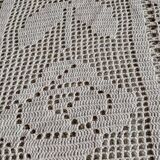 Dessus de lit en coton blanc , Ancien jeté de lit en crochet  motifs fleurs