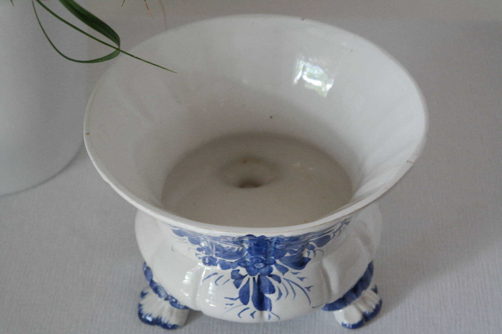 Cache pot céramique faïence  bleu delft