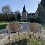 Pair of wicker basket armchairs
