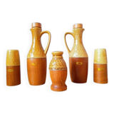 Condiment set, ceramic and wood, 1970