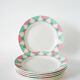 Set of 5 dessert plates, Digoin Sarreguemines model Arlequin, 1960.