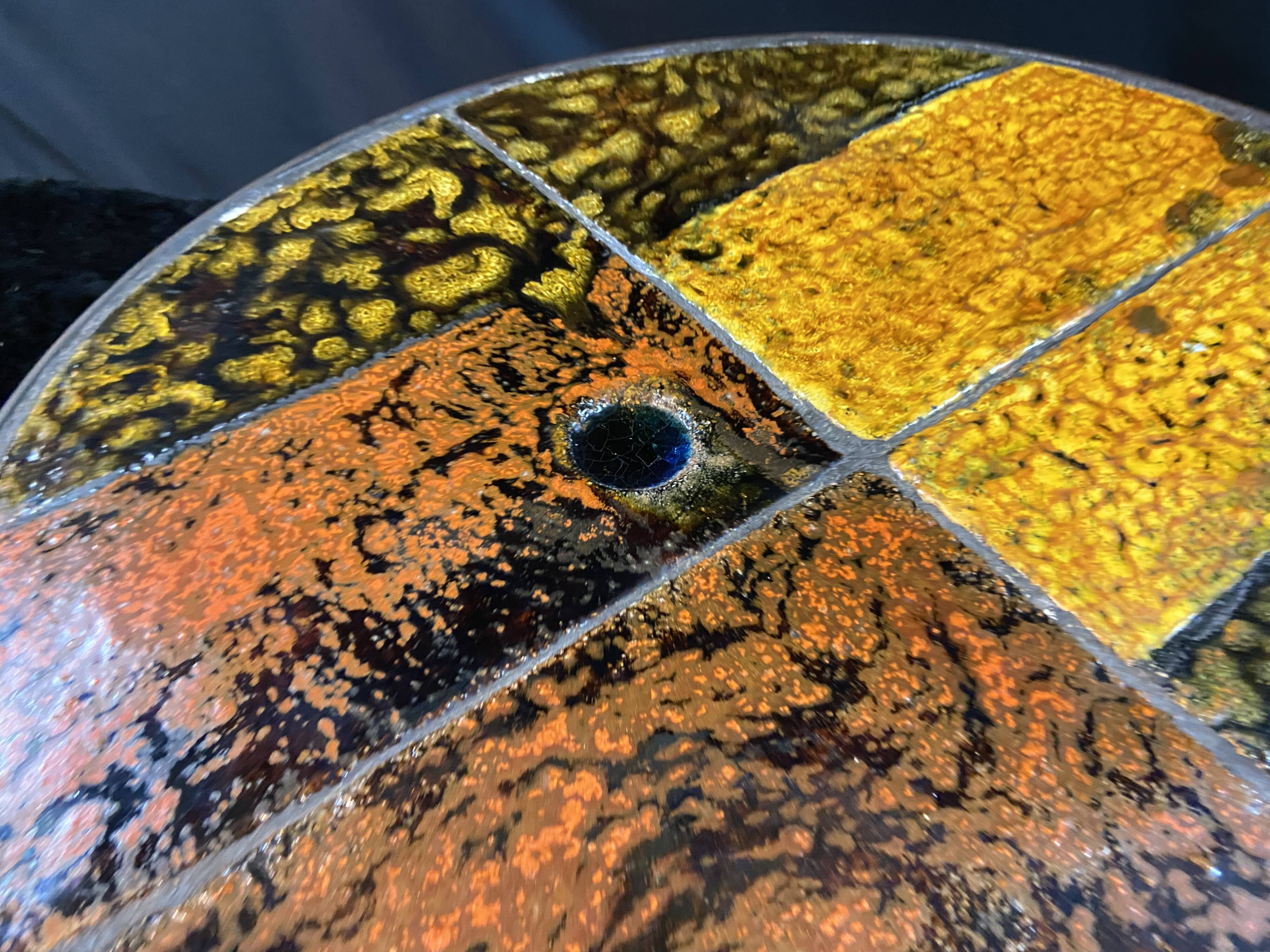Roche Bobois coffee table design 1960-1970 ceramic top on metal.