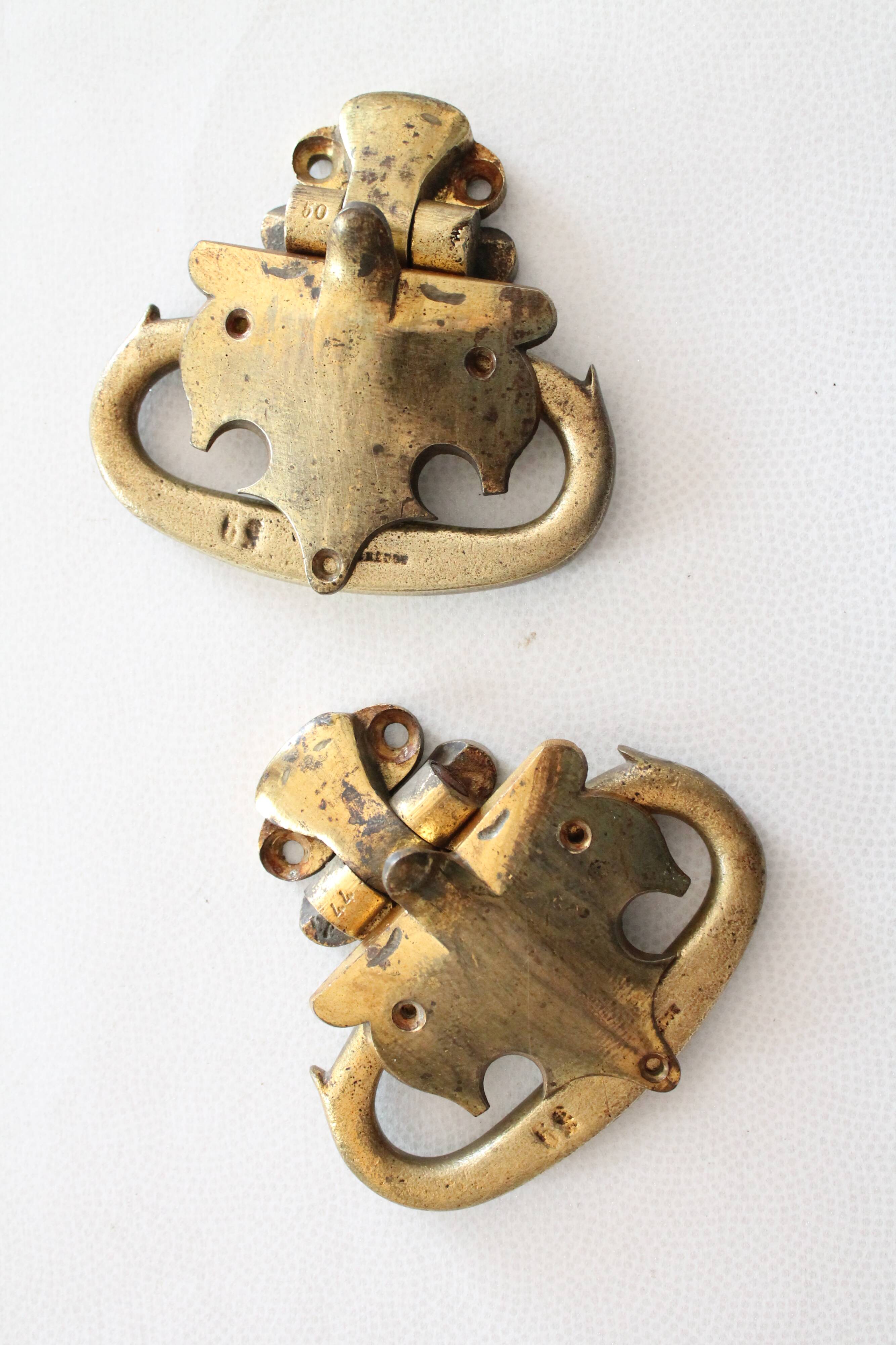 Large antique piano handles, old bronze, hardware.