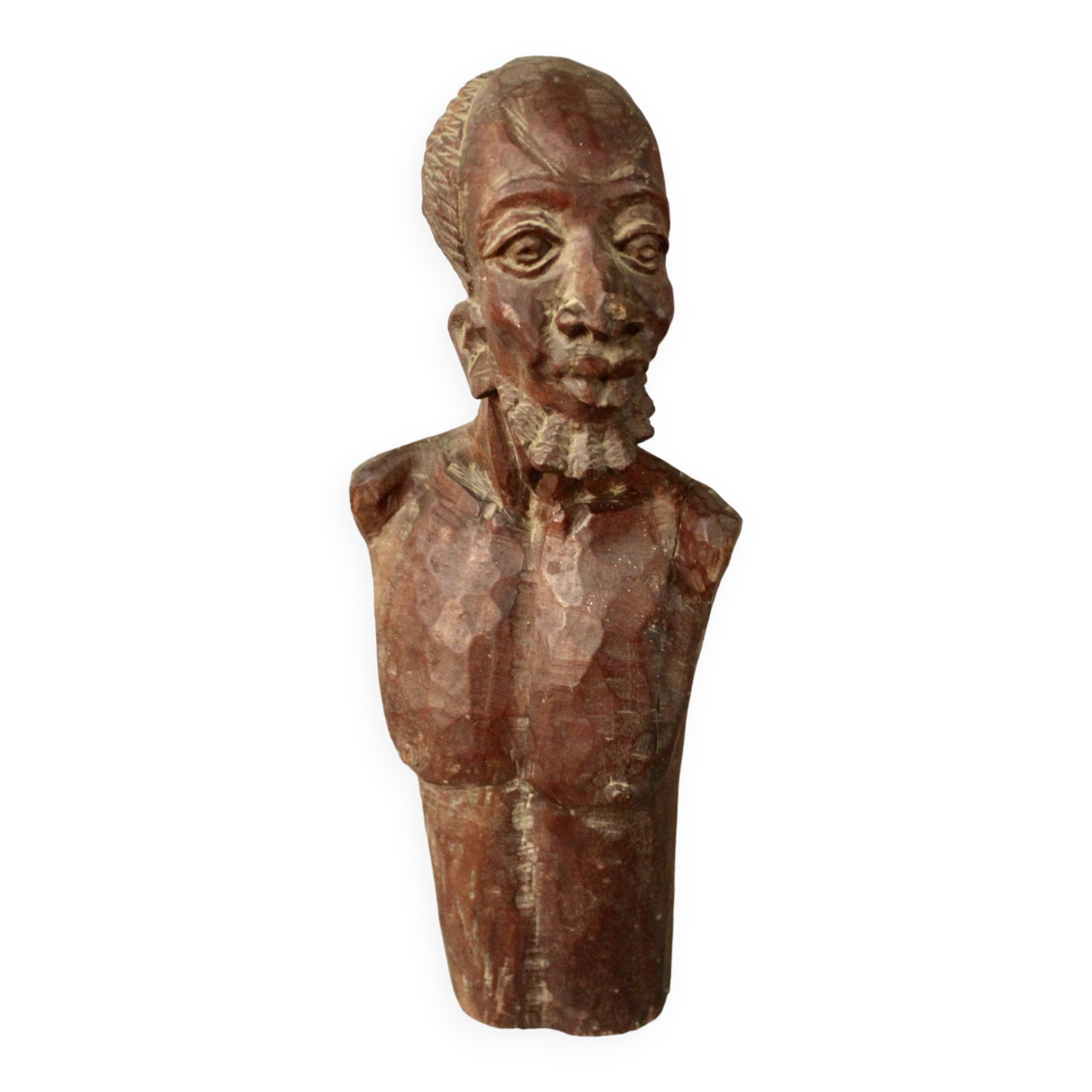Bust Man in carved wood.