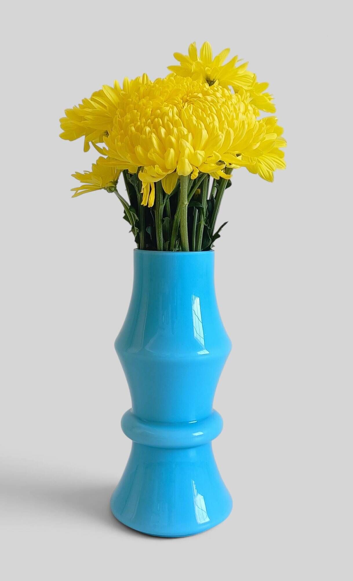Vintage Italian opaline glass vase from Empoli, turquoise blue, 1960s.