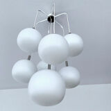 Grand Lustre Cascade, Globes Opaline Chrome, Years 70