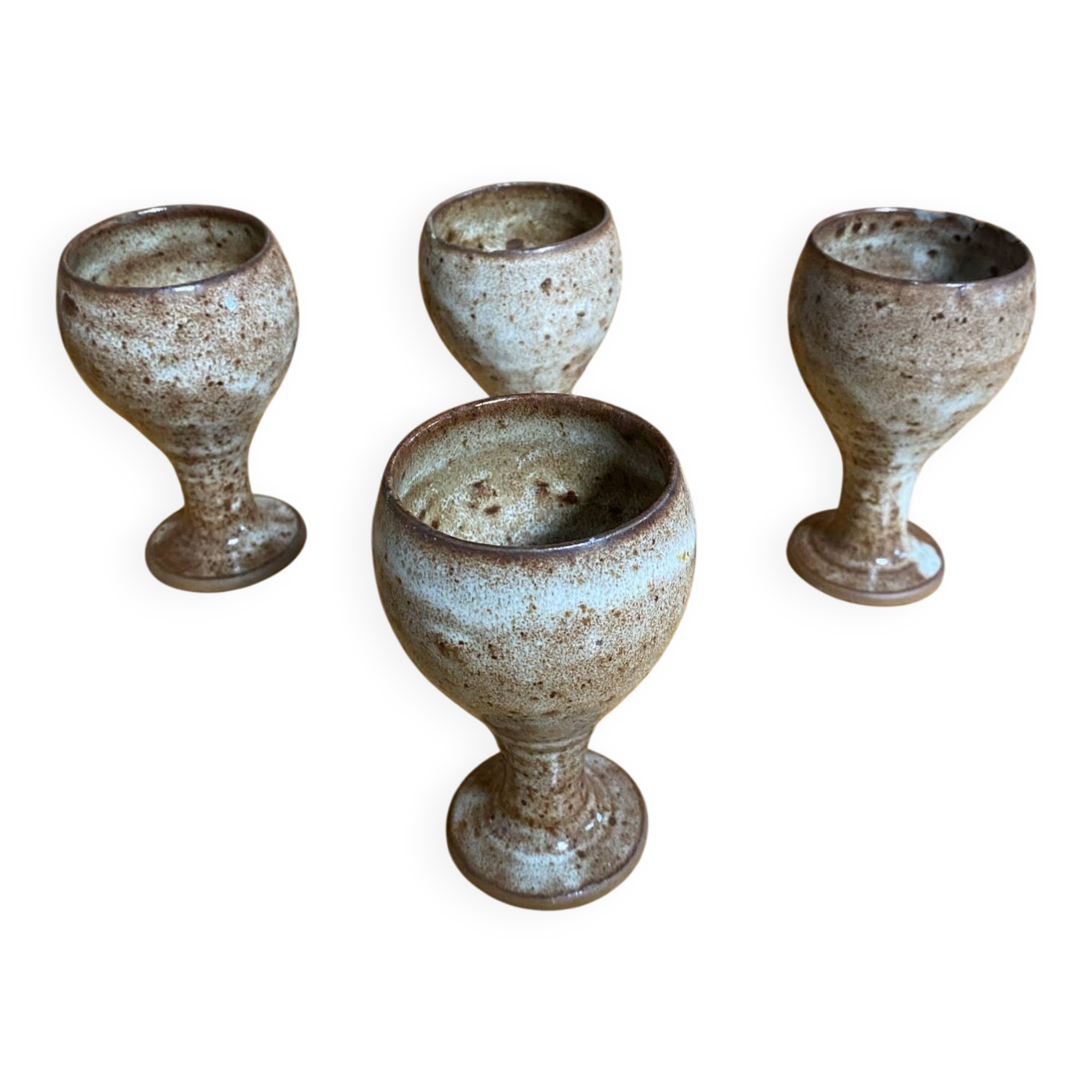 Set of 4 cups roger jacques stoneware st amand made in france vintage #
