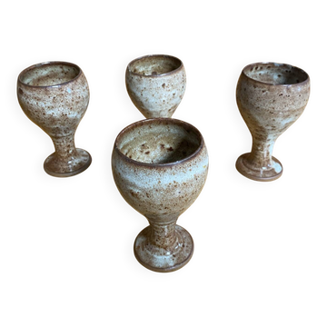 Set of 4 cups roger jacques stoneware st amand made in france vintage #