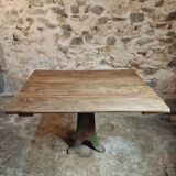 Antique solid oak table on cast iron base – France, 18th century