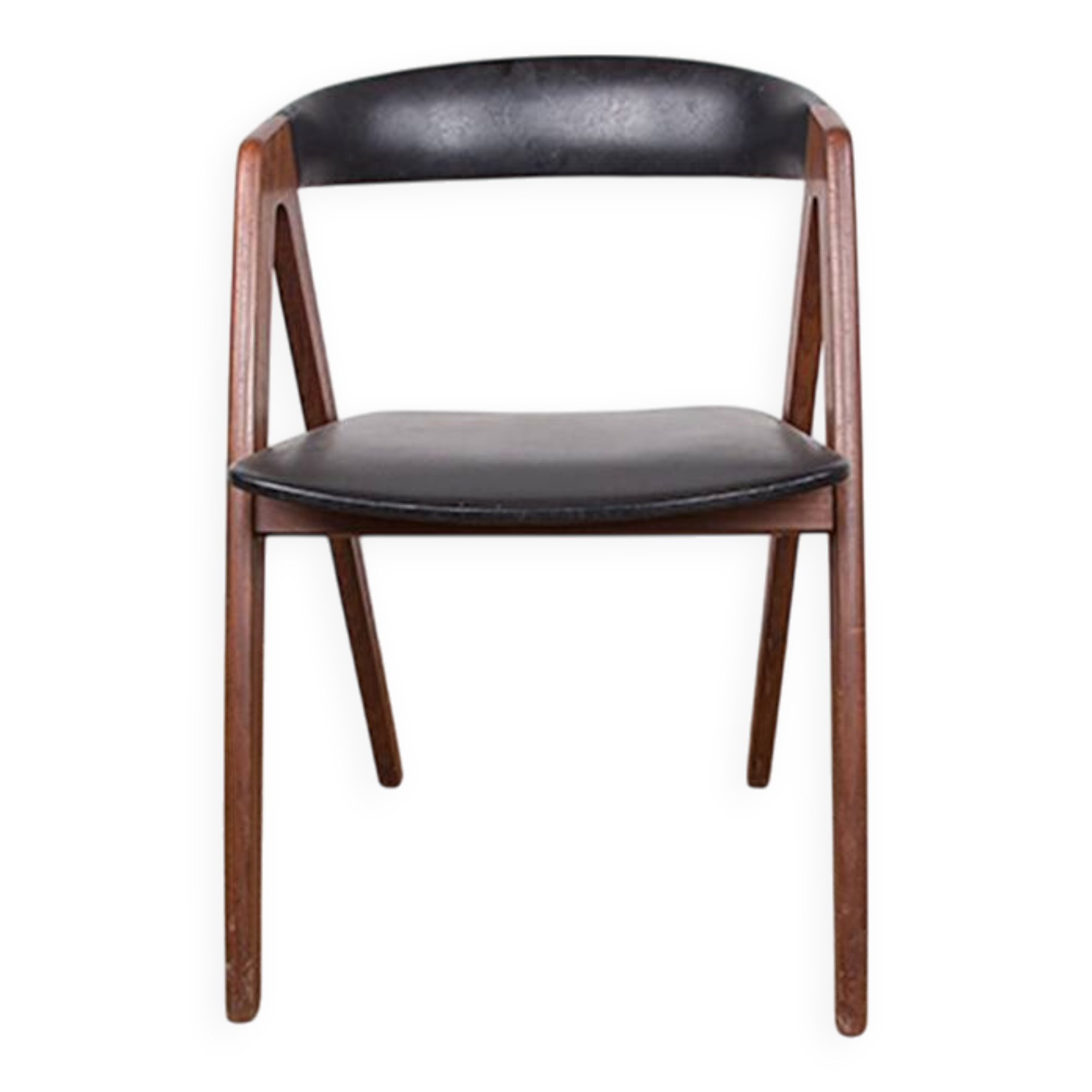4 Danish chairs in Afromosia and skai model 205 by Thomas Harlev
