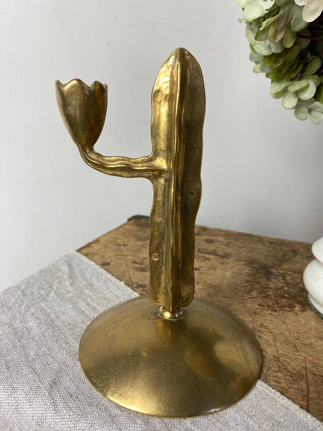 Cactus brass candle holder