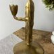 Cactus brass candle holder