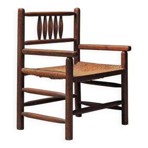 Fauteuil paillé en bois - travail