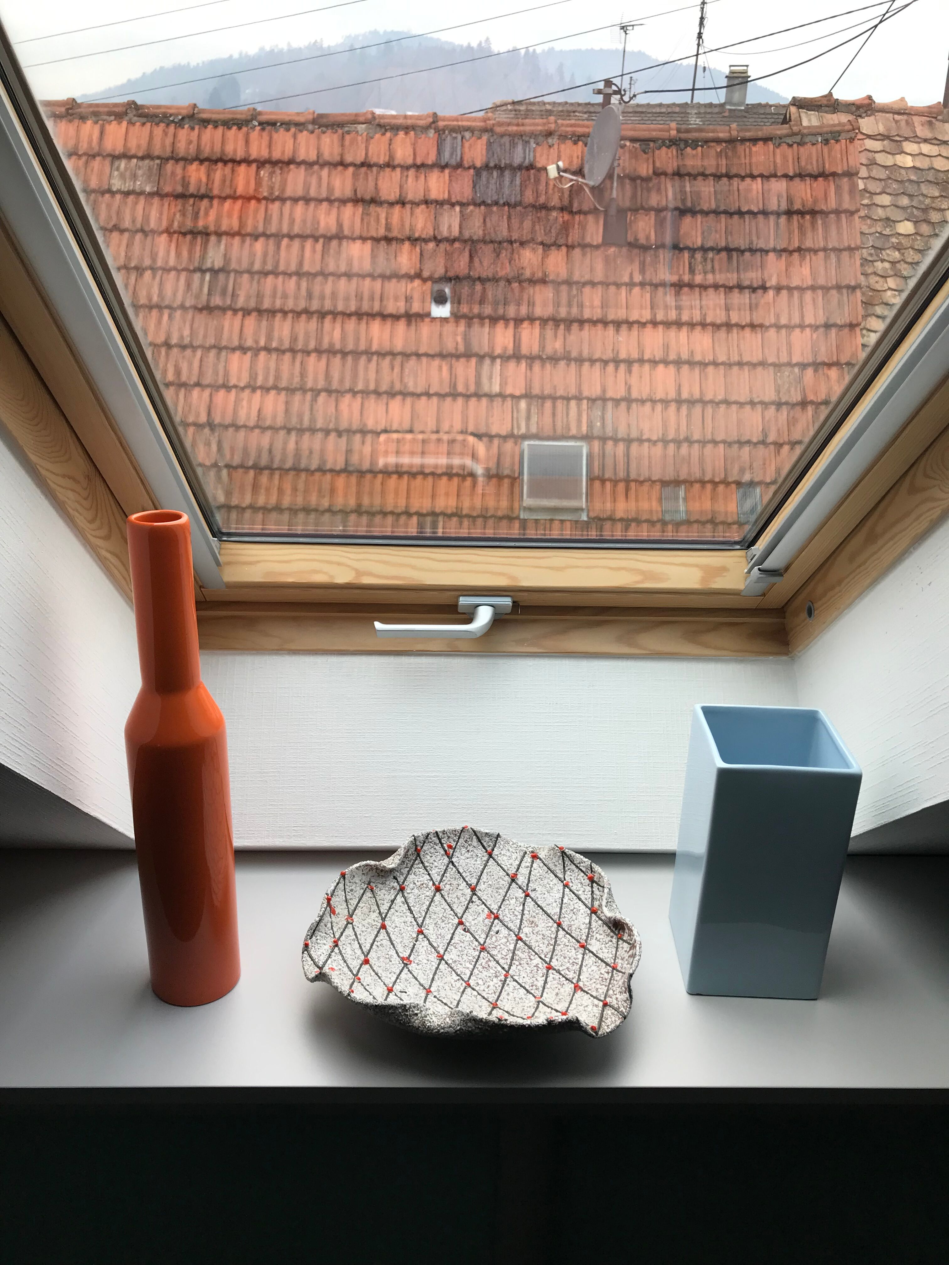 Sky blue geometric vase