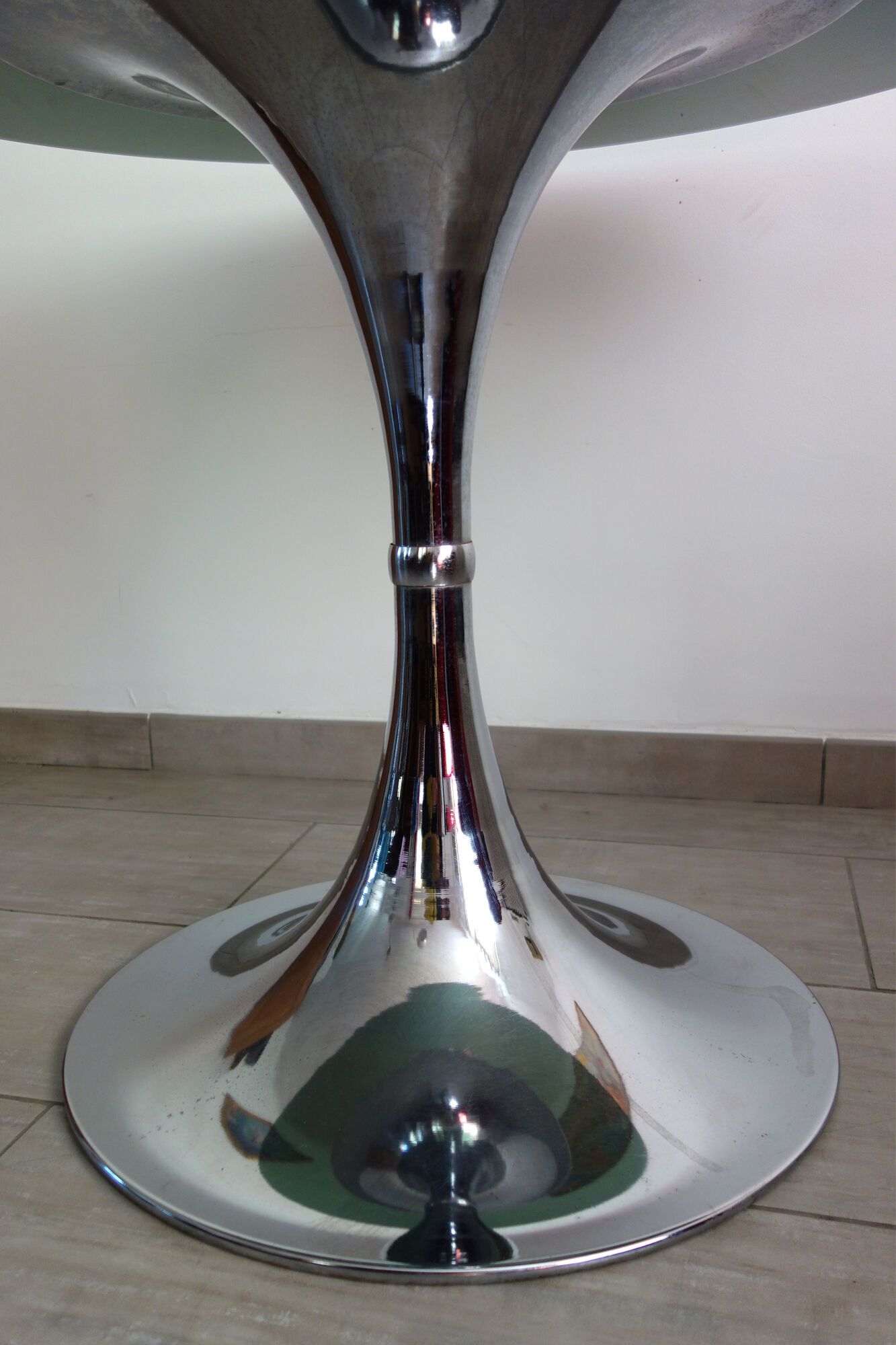 Table glass smoked foot vintage tulip 70