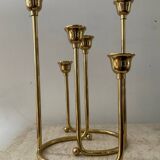 Duo of modernist brass candlesticks