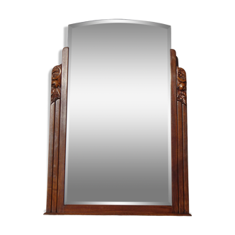 Art Deco mirror, solid walnut support, 88x126 cm