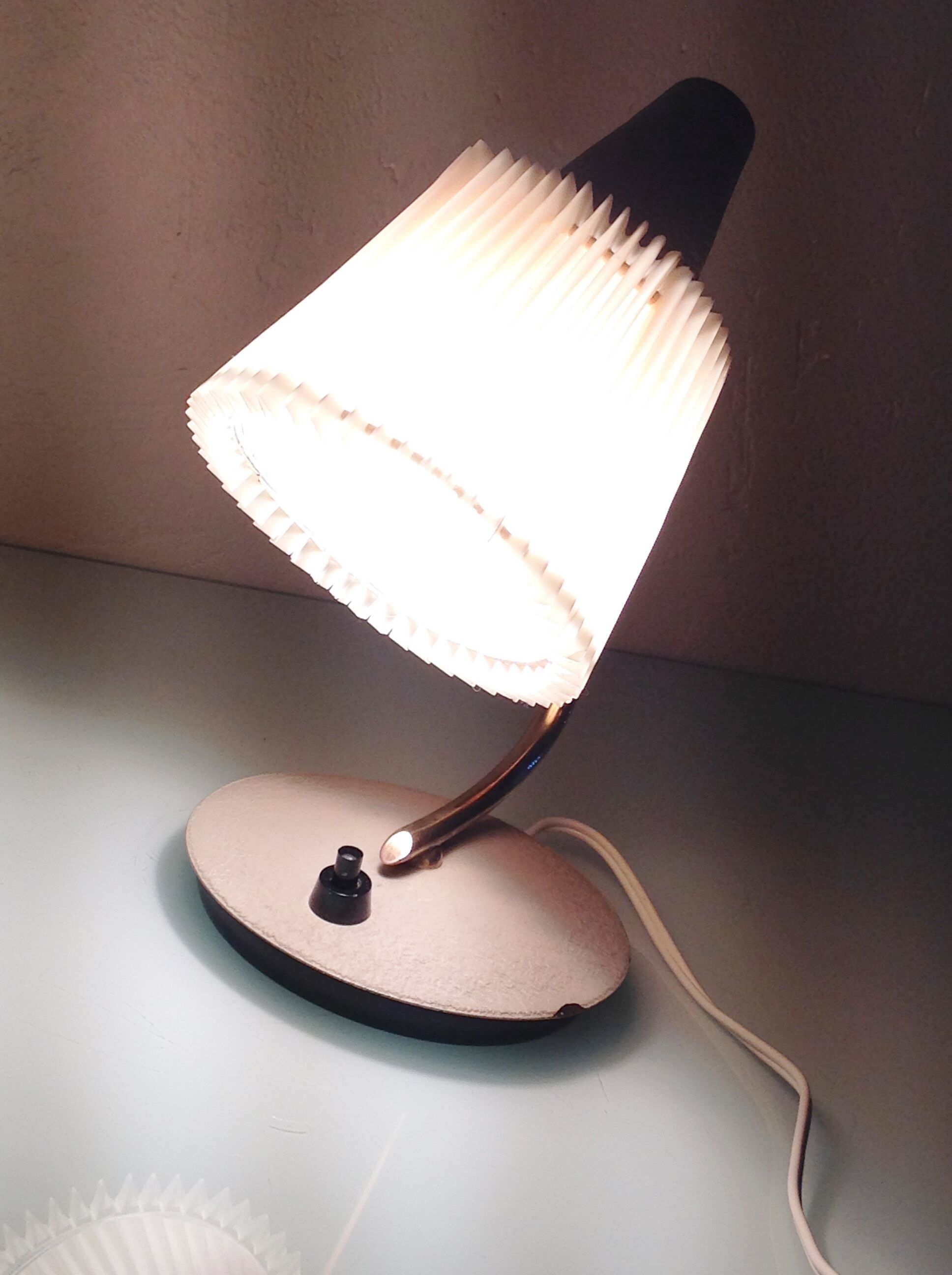 Bedside lamp with pleated day blinds, vintage 60
