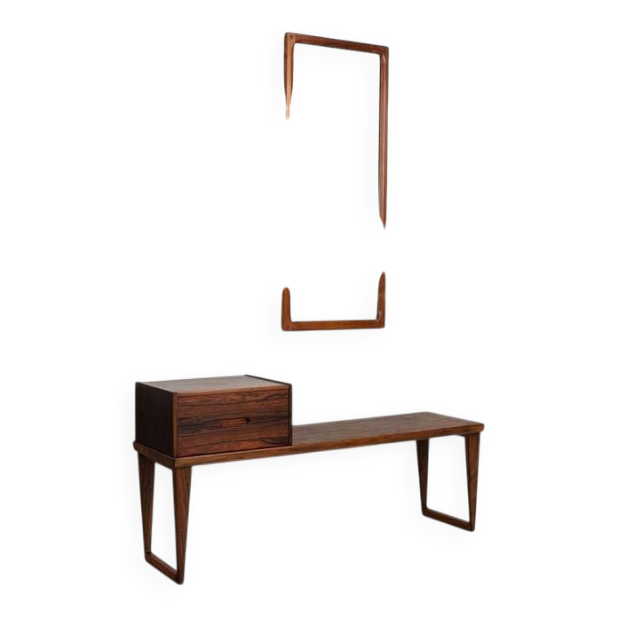 Kai Kristiansen bench and mirror rosewood Aksel Kjersgaard Denmark 1960