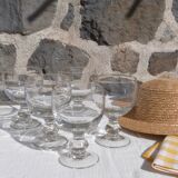Set of 5 round glasses with glass ball foot