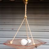 Art Deco ceiling lamp / chandelier in pink pressed molded glass in working order