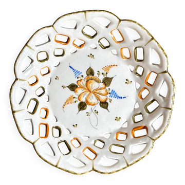 Openwork Moustiers bowl in hand-painted earthenware