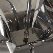 Impressive Space Age chandelier with 5 lights, chrome metal, Italy 1970s.