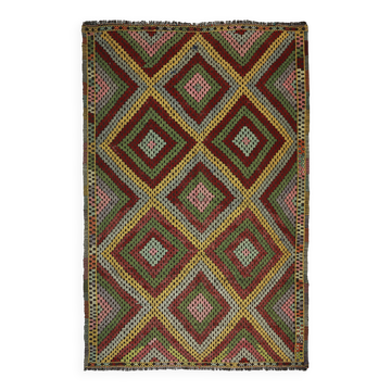 Grand Kilim Turc Yoruk Vintage 211x310 cm Geometrique Multicolore