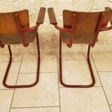 Pair of S-shaped tube school chairs