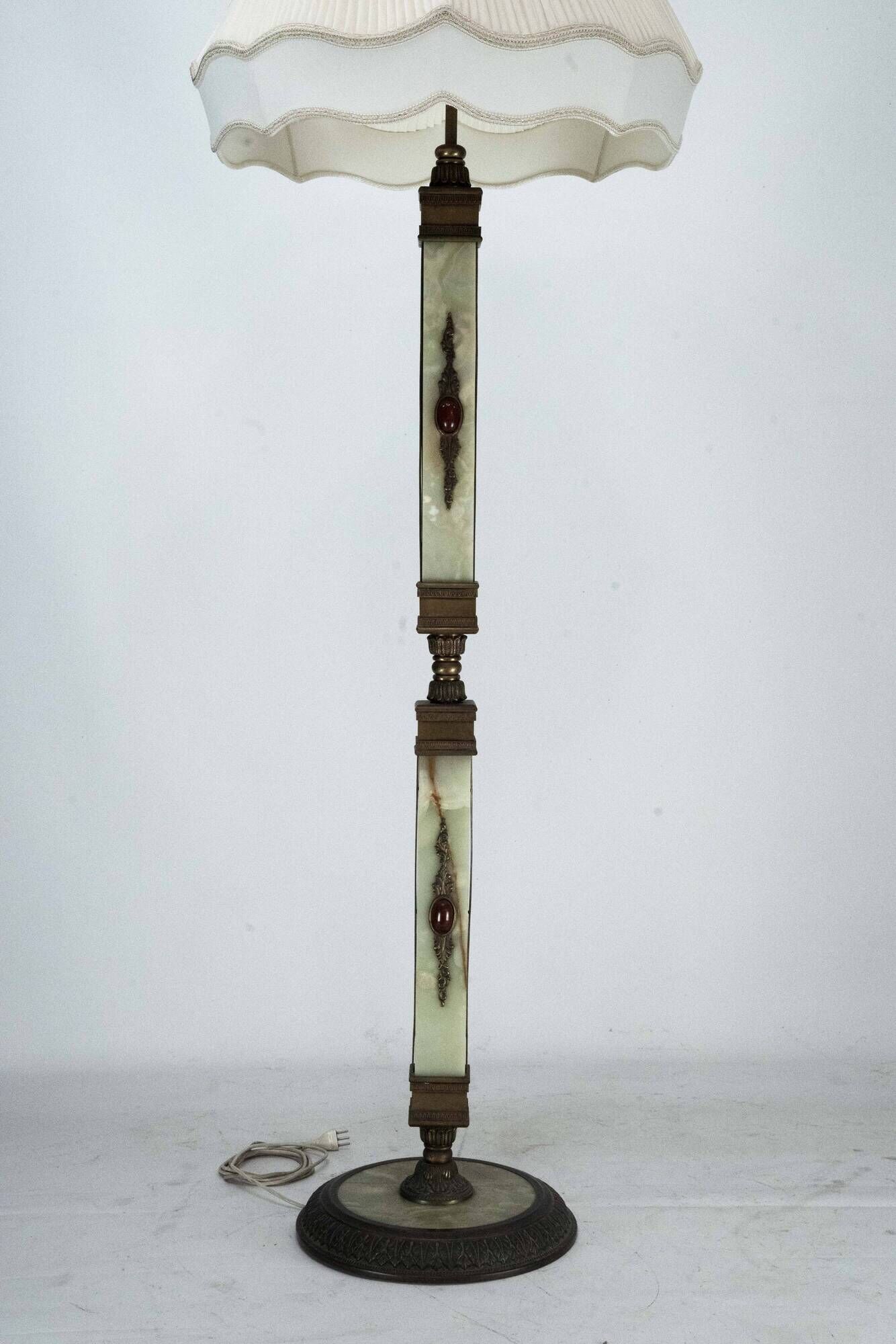 Rare Italian Hollywood Regency Onyx and Bronze Floor Lamp, 1970s
