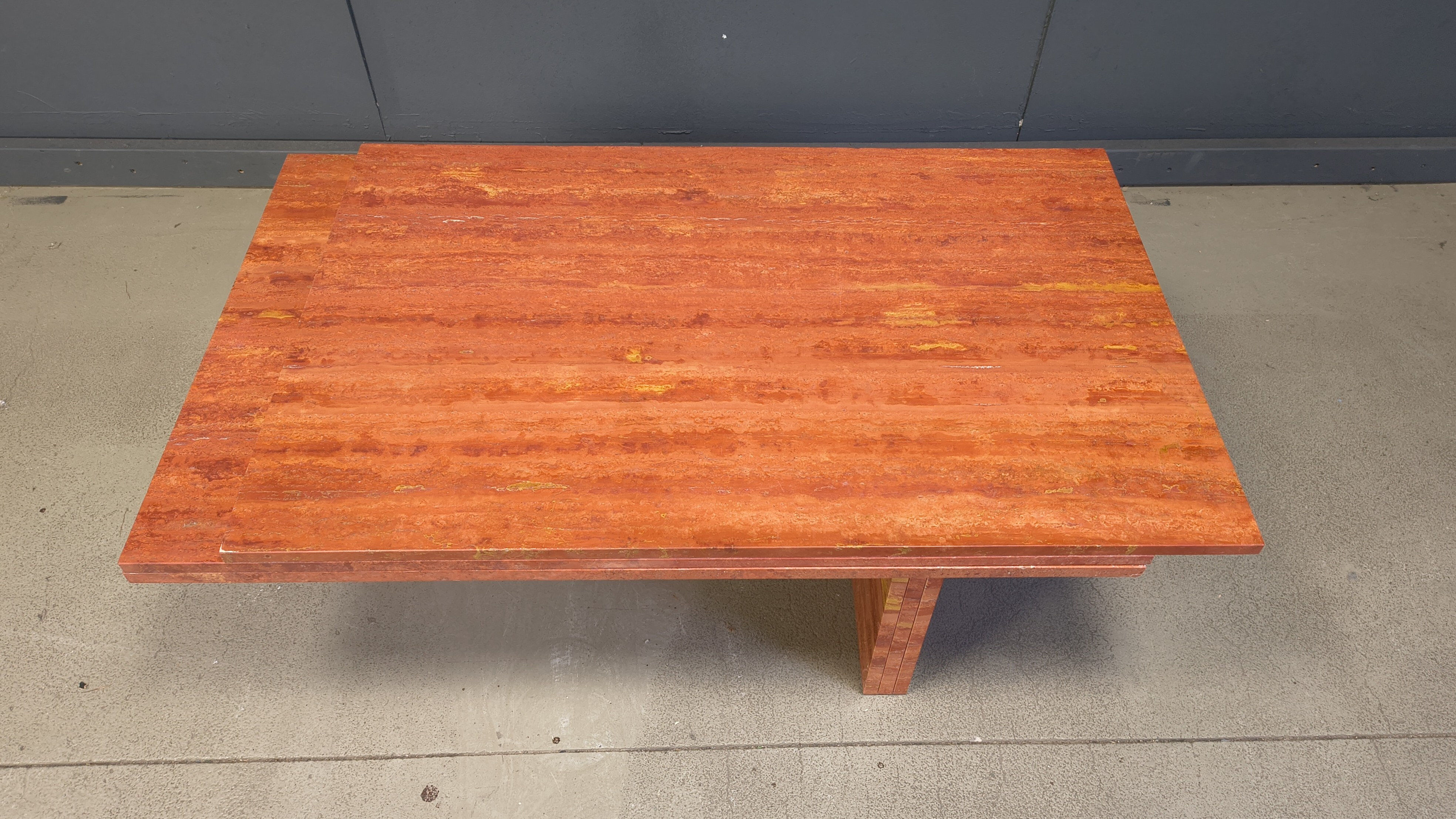 Vintage red travertine coffee table, 1970s