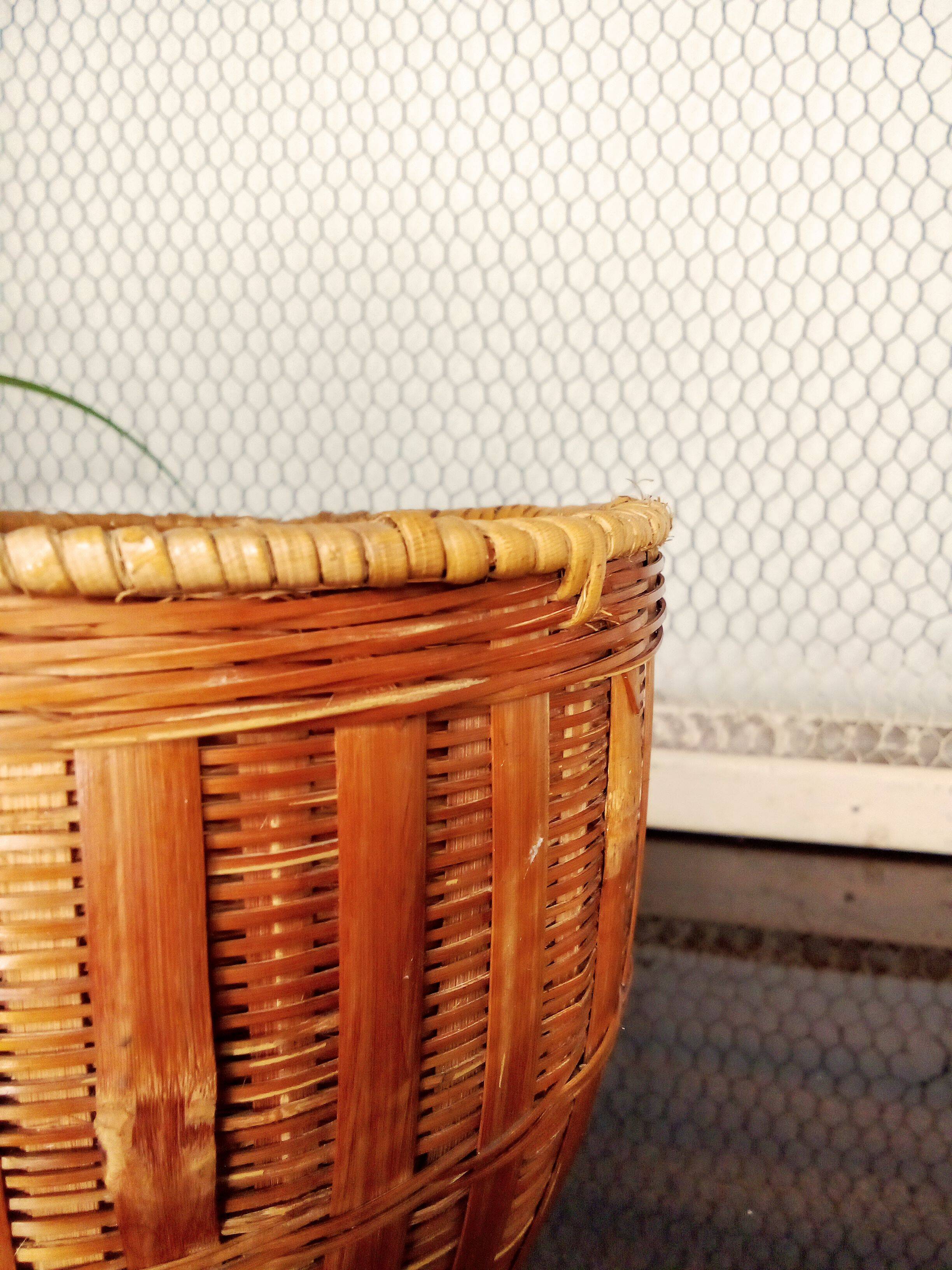 Vintage wicker plant pot