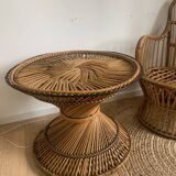 Table rotin diabolo vintage