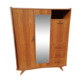 Armoire pieds compas avec espace secrétaire, 1970
