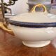 Large Soup Tureen Porcelain Limoges Blue Gold Betoule & Legrand France 1/2