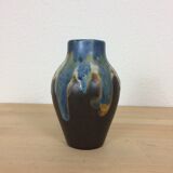 Signed 50s ceramic vase with drippings