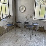 Set of 5 “silver moon” high stools Pascal Mourgue