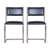 Chaises Bauhaus en cuir noir, Tchéquie des années 1930