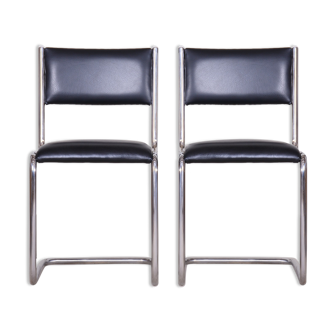 Black leather Bauhaus chairs 1930s Czechia