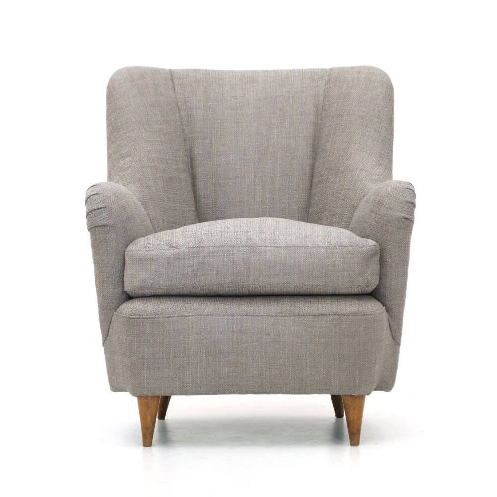 Grey fabric armchair, 1950s