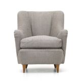 Grey fabric armchair, 1950s