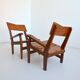 Armchairs convertible into Brutalist Bench in solid wood 1940 vintage