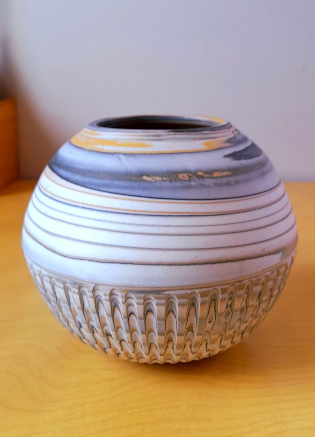 Mixed earth ceramic vase signed